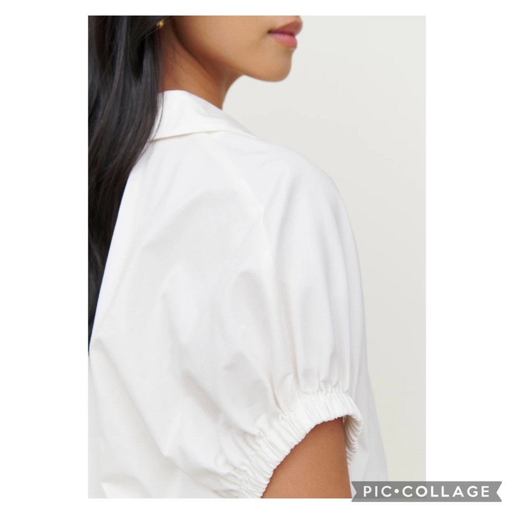 Reformation NWT XS Otis White Blouse V Neck - Picture 3 of 11